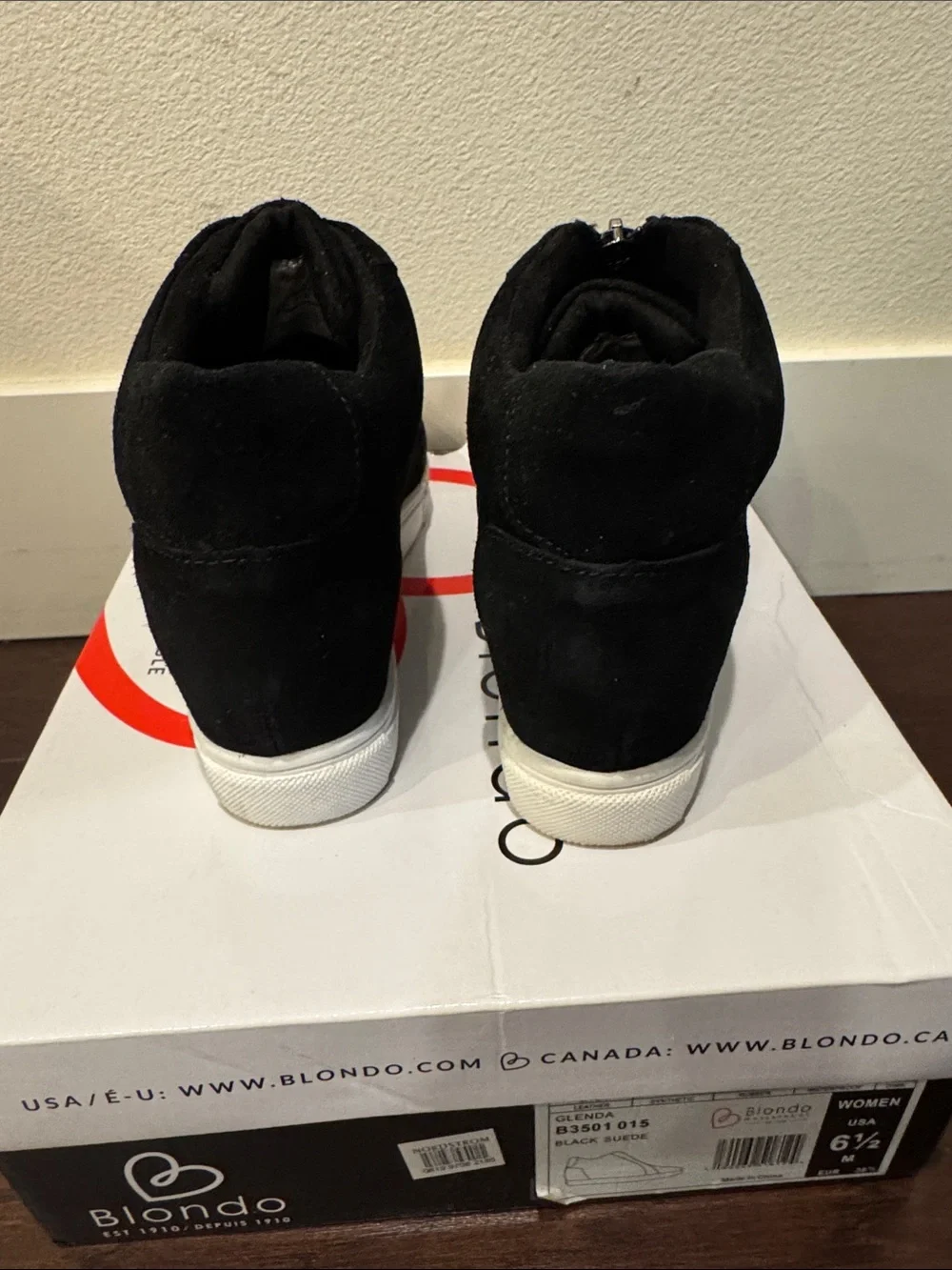 Blondo Black Suede Wedge Sneaker with Front Zip